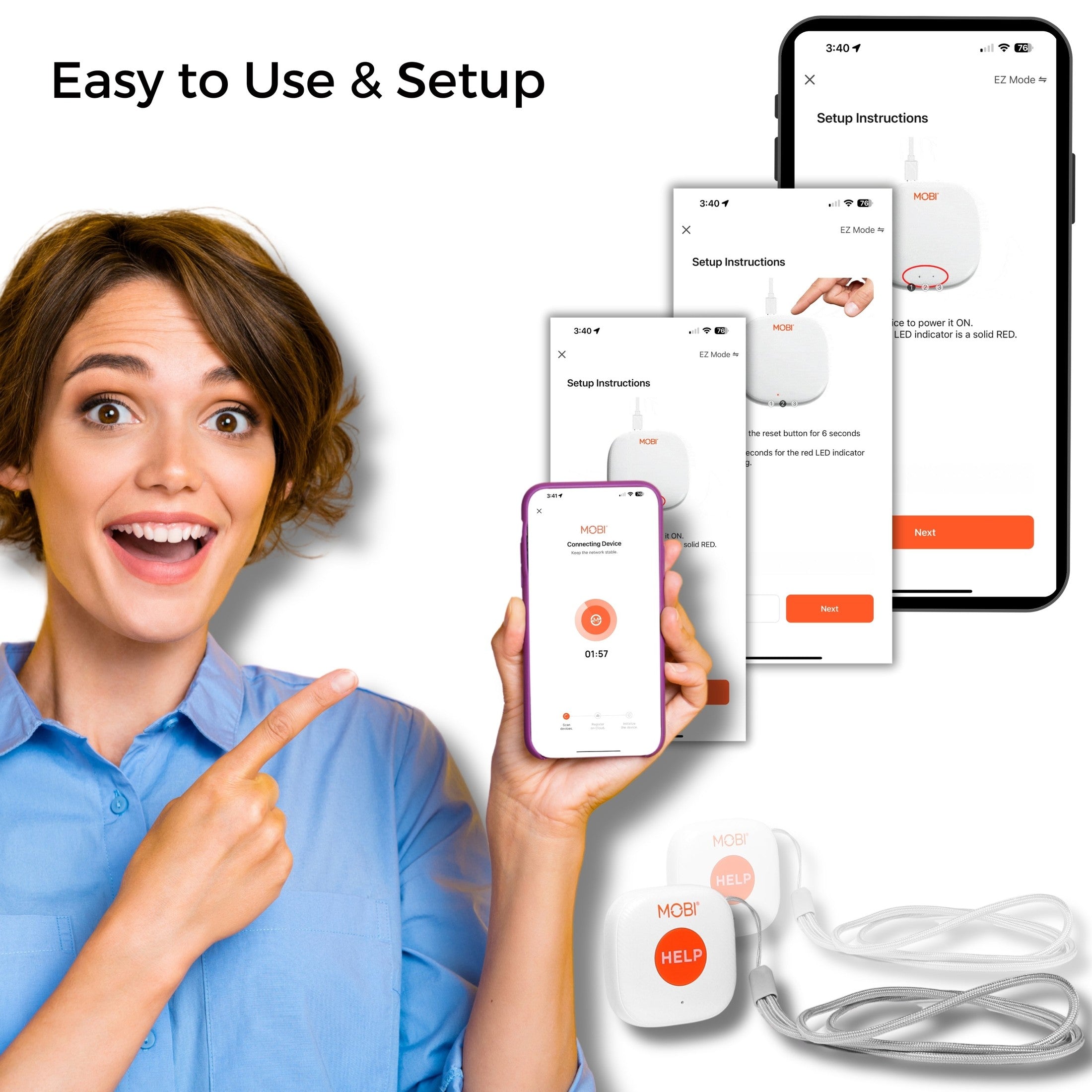 Mobi Smart Emergency Alert Button Personal Support System