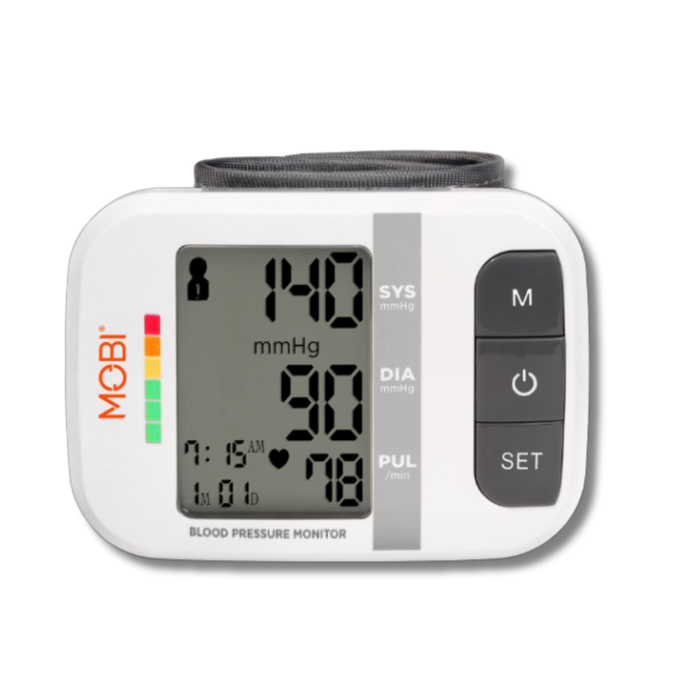Mobi Automatic Wrist Cuff Blood Pressure Monitor with Large LCD Display