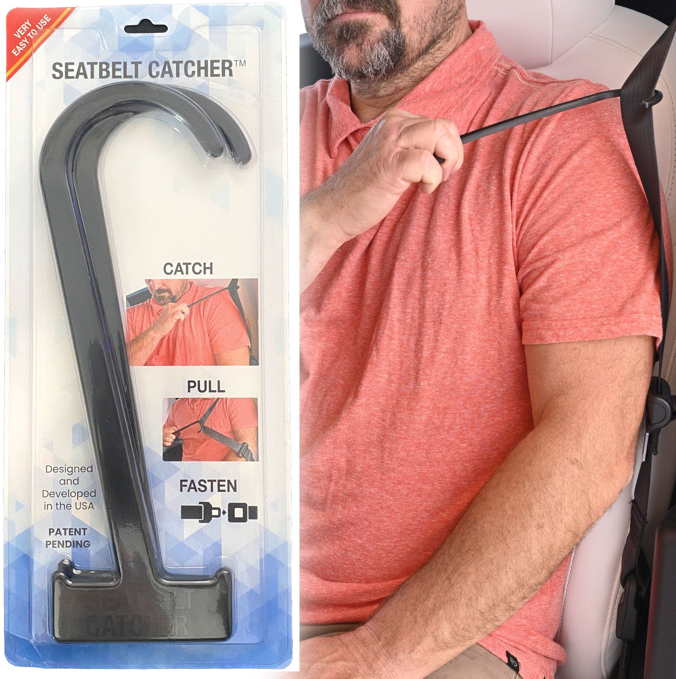 Gearu Seatbelt Catcher 2-Pack Easy Reach Seat Belt Grabber & Buckle Helper Tool for Seniors
