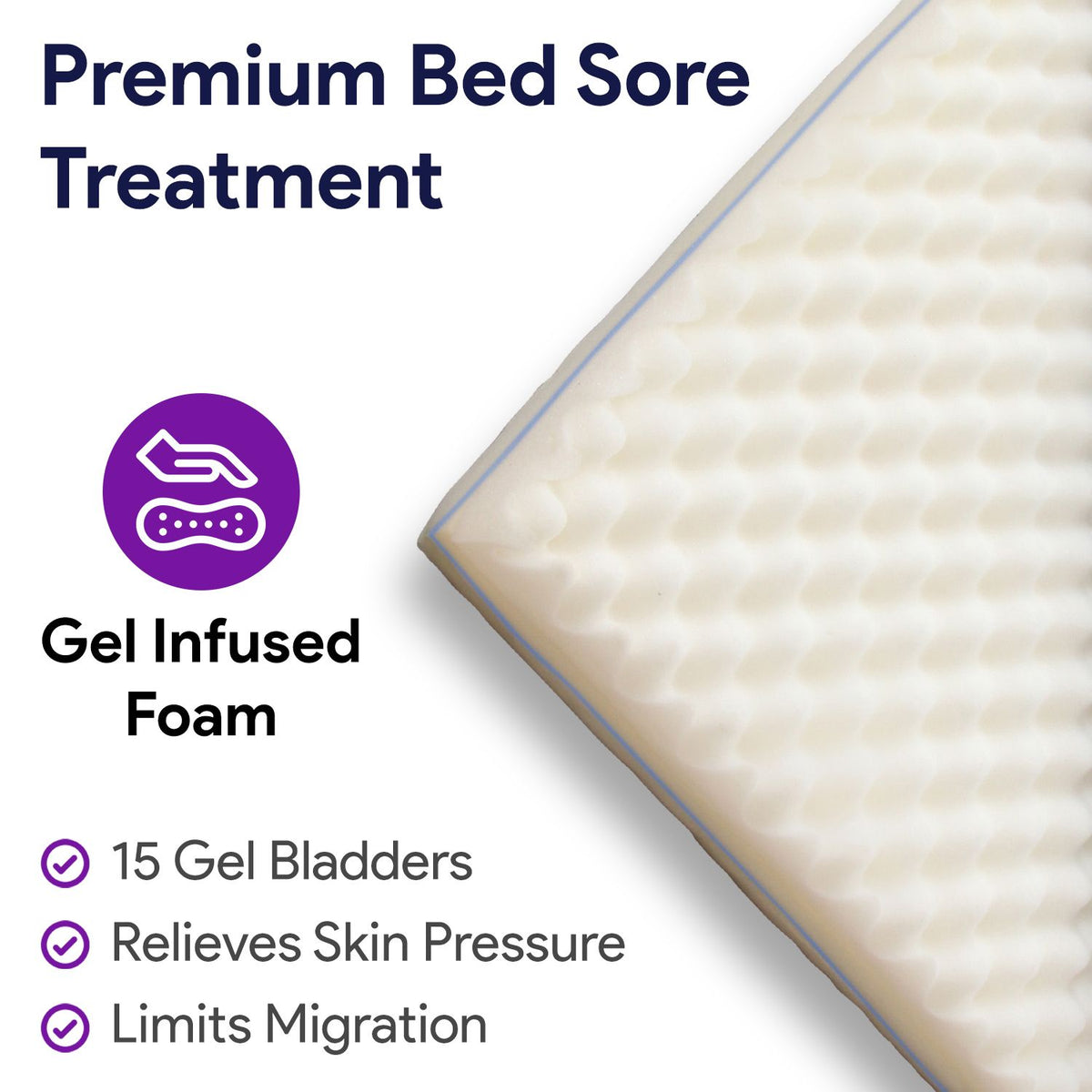 Bariatric Hospital Bed Gel Topper - Bed Sore Prevention - 42"x76"x4"
