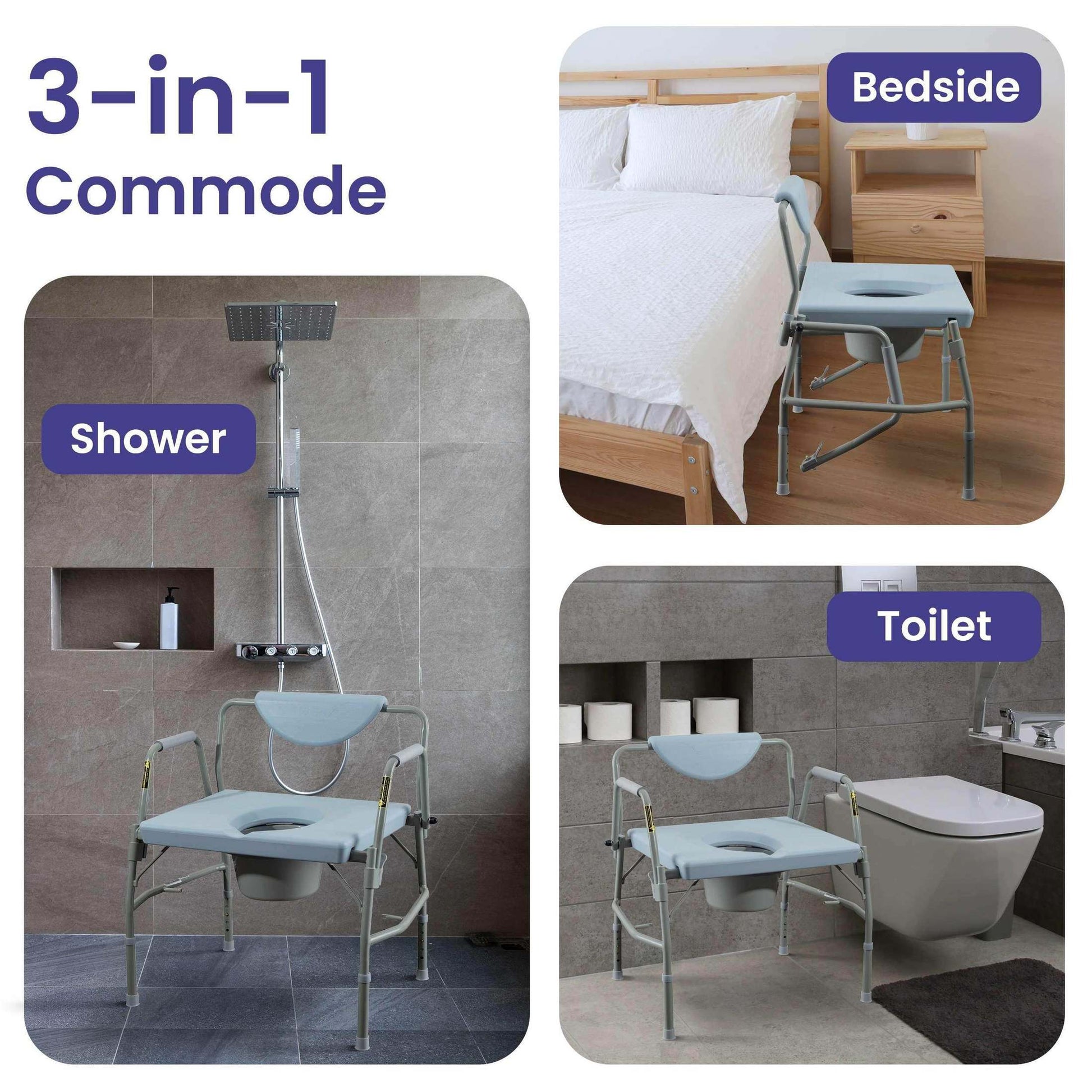 Medacure Bariatric Adjustable Bedside Drop-Arm Commode Chair - Shop Home Med