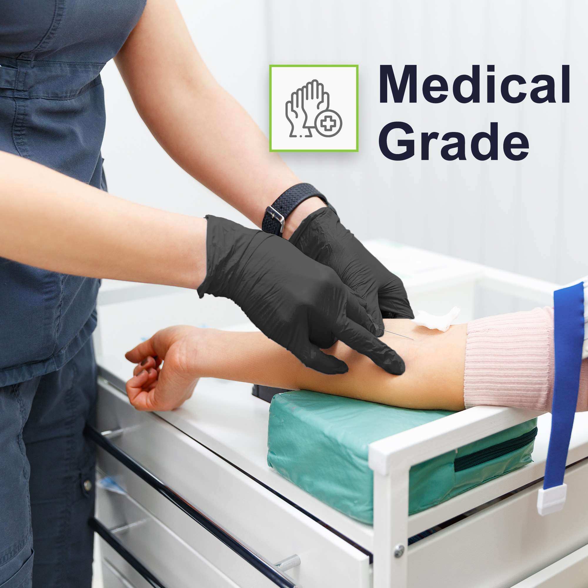 FifthPulse Biodegradable Gloves Latex-Free Powder Free Medical Exam Black