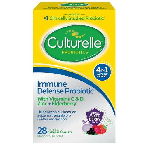 Culturelle Immune Defense Probiotic with Vitamin C Vitamin D & Zinc + Elderberry Chewable - 28 Ct