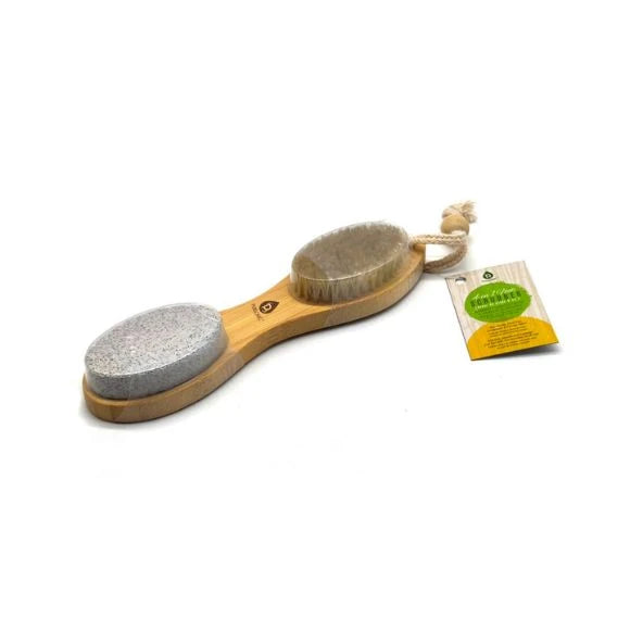 Pursonic 4-in-1 Wooden Foot Scrubber Brush with Bamboo Handle