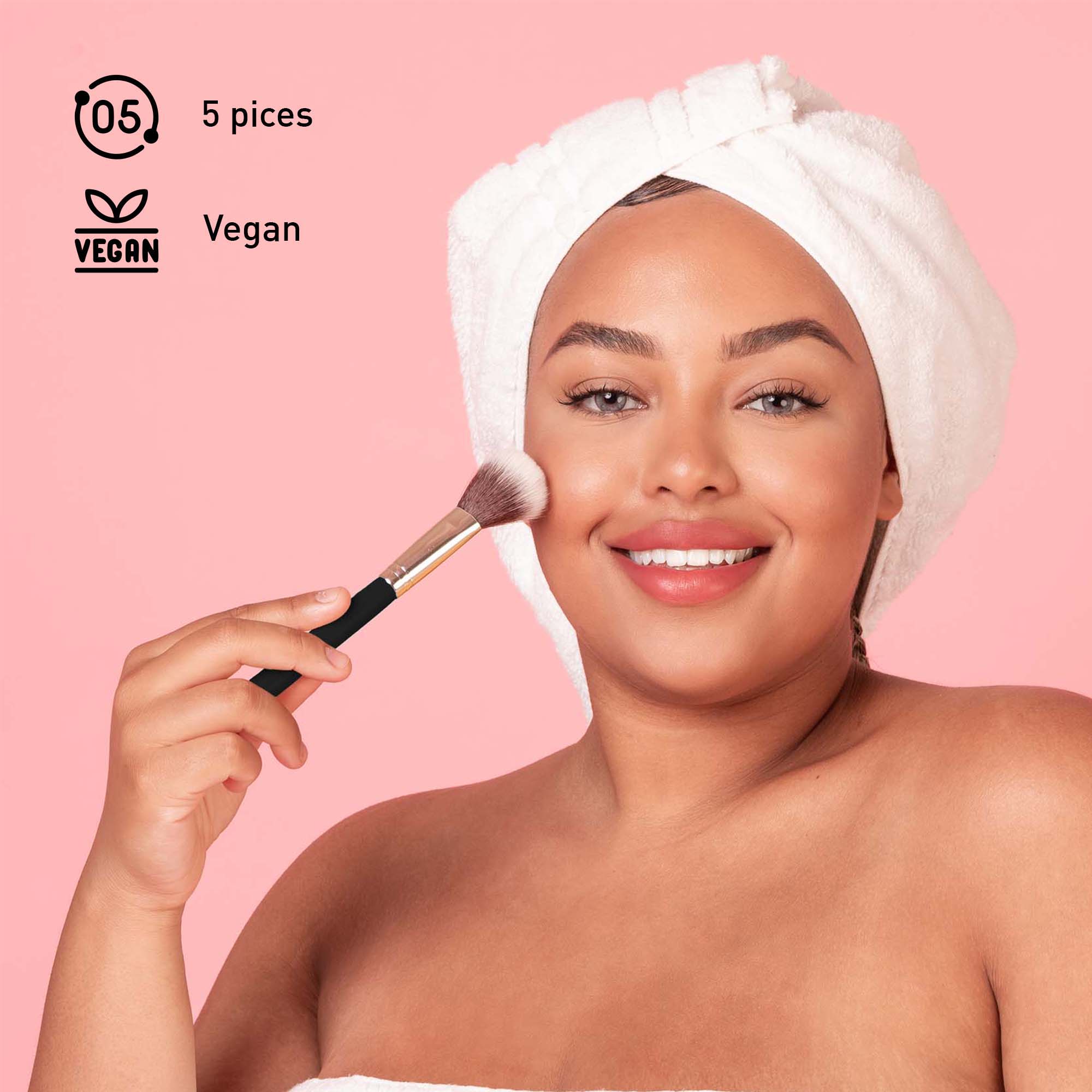 Pursonic 5-Piece Studio Makeup Brush Set and 3-Pack Beauty Makeup Sponge Blenders for Flawless Application Essentials shophomemed