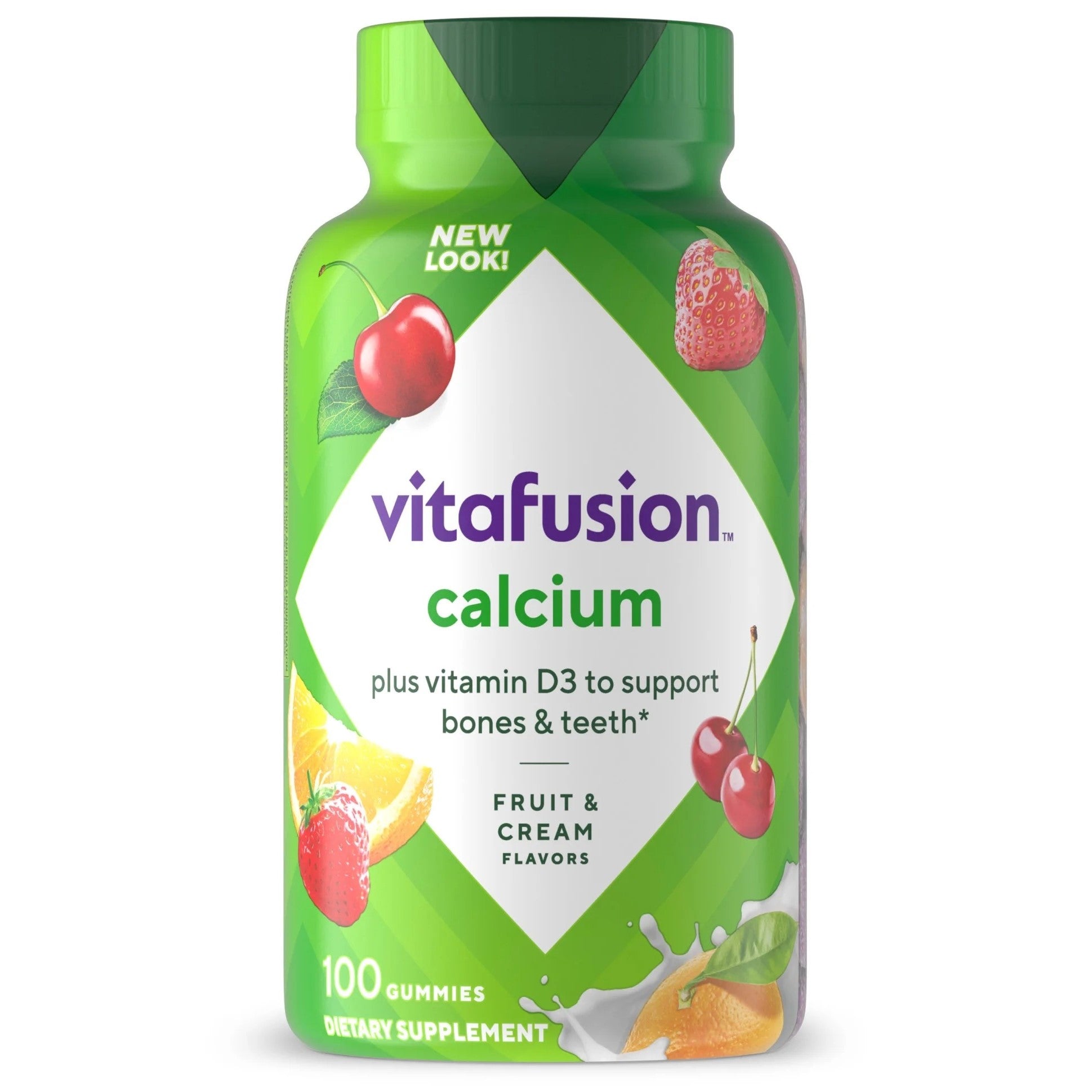 Suplemento de calcio y vitamina D3 Vitafusion con sabor a fruta y crema 