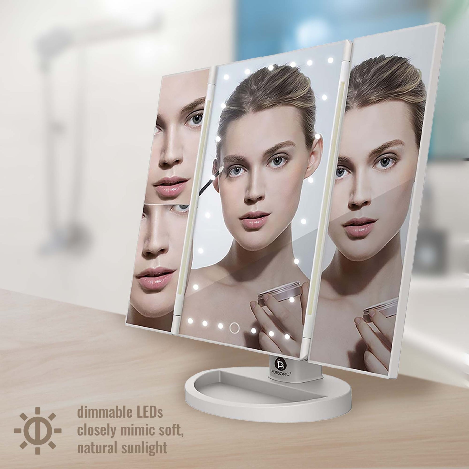 Pursonic Tri-Fold Vanity Mirror, Facial Steamer, Anti-Aging Serum Set and Konjac Sponge Duo Beauty Bundle shophomemed