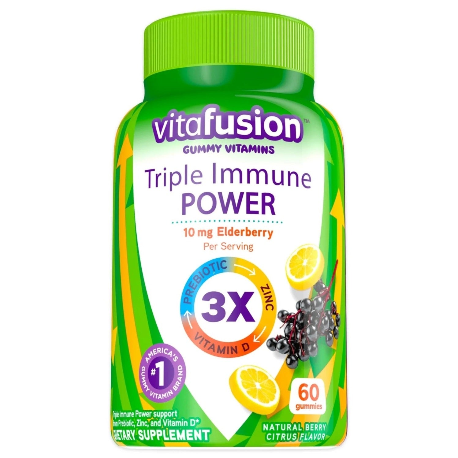 Gomitas Vitafusion Triple Immune Power con vitaminas, frutos rojos y cítricos 