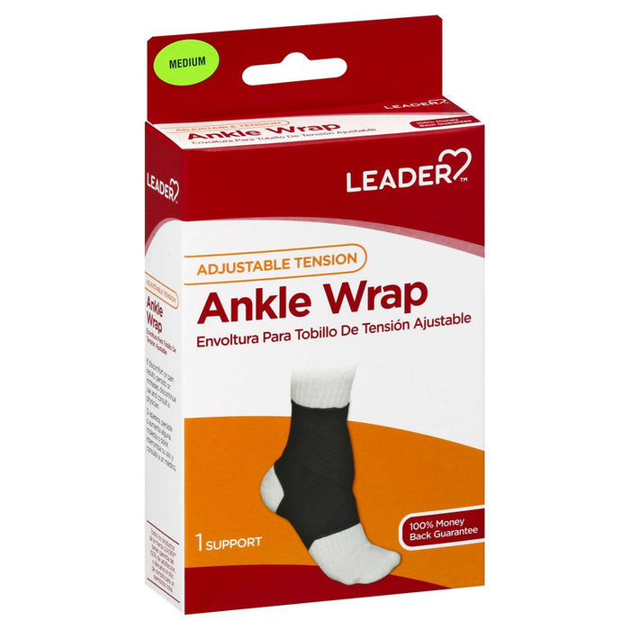 Leader Adjustable Tension Ankle Wrap - Black