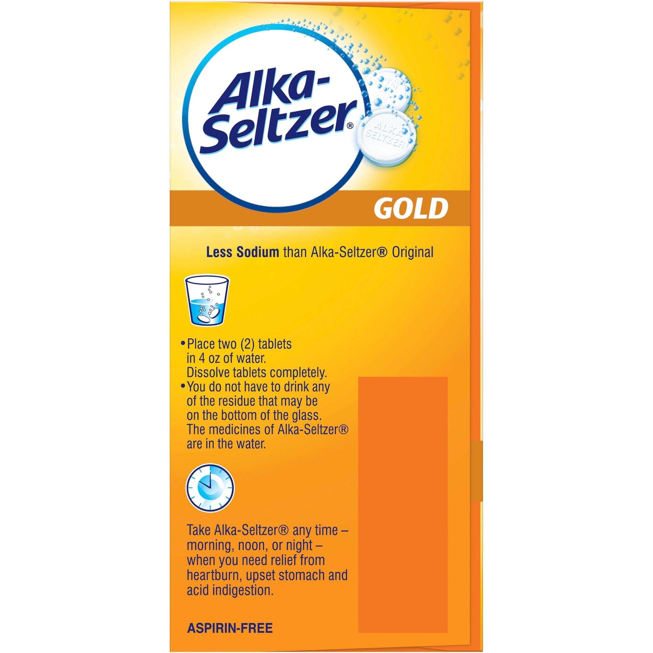 Alka-Seltzer Heartburn Relief Effervescent Tablets Gold - 36 Count - Shop Home Med