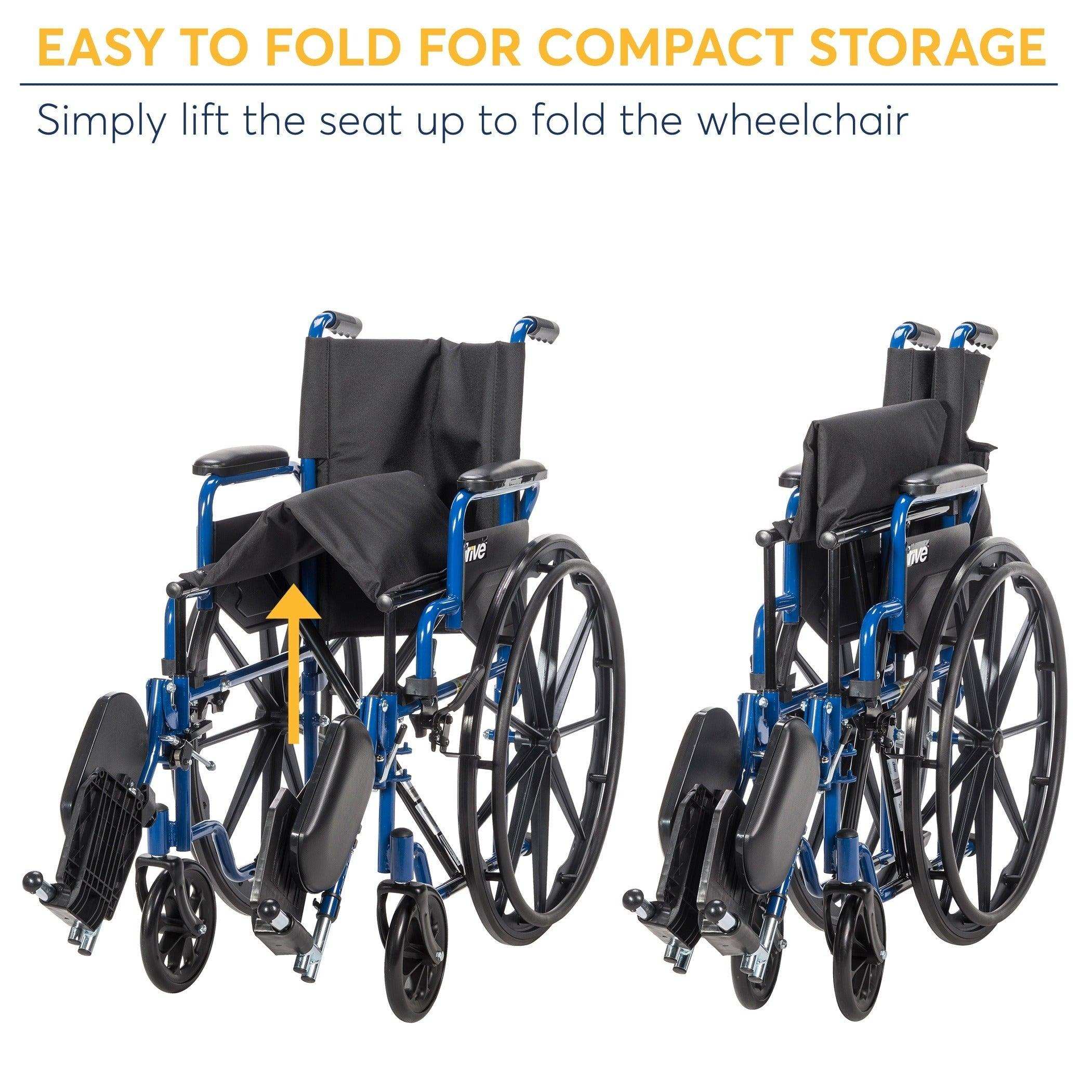 Drive Medical Blue Streak Wheelchair with Flip Back Desk Arms - Shop Home Med