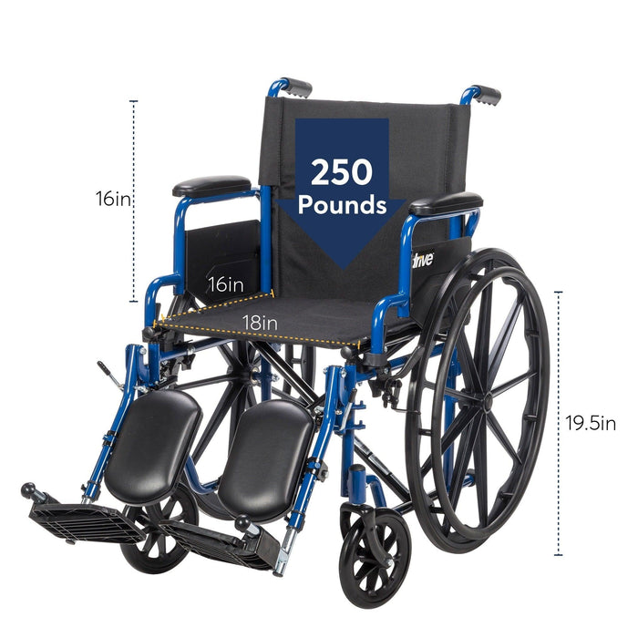 Drive Medical Blue Streak Wheelchair with Flip Back Desk Arms
