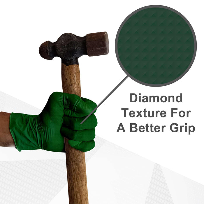 WeCare Diamond Textured  8 Mil Nitrile Gloves Green