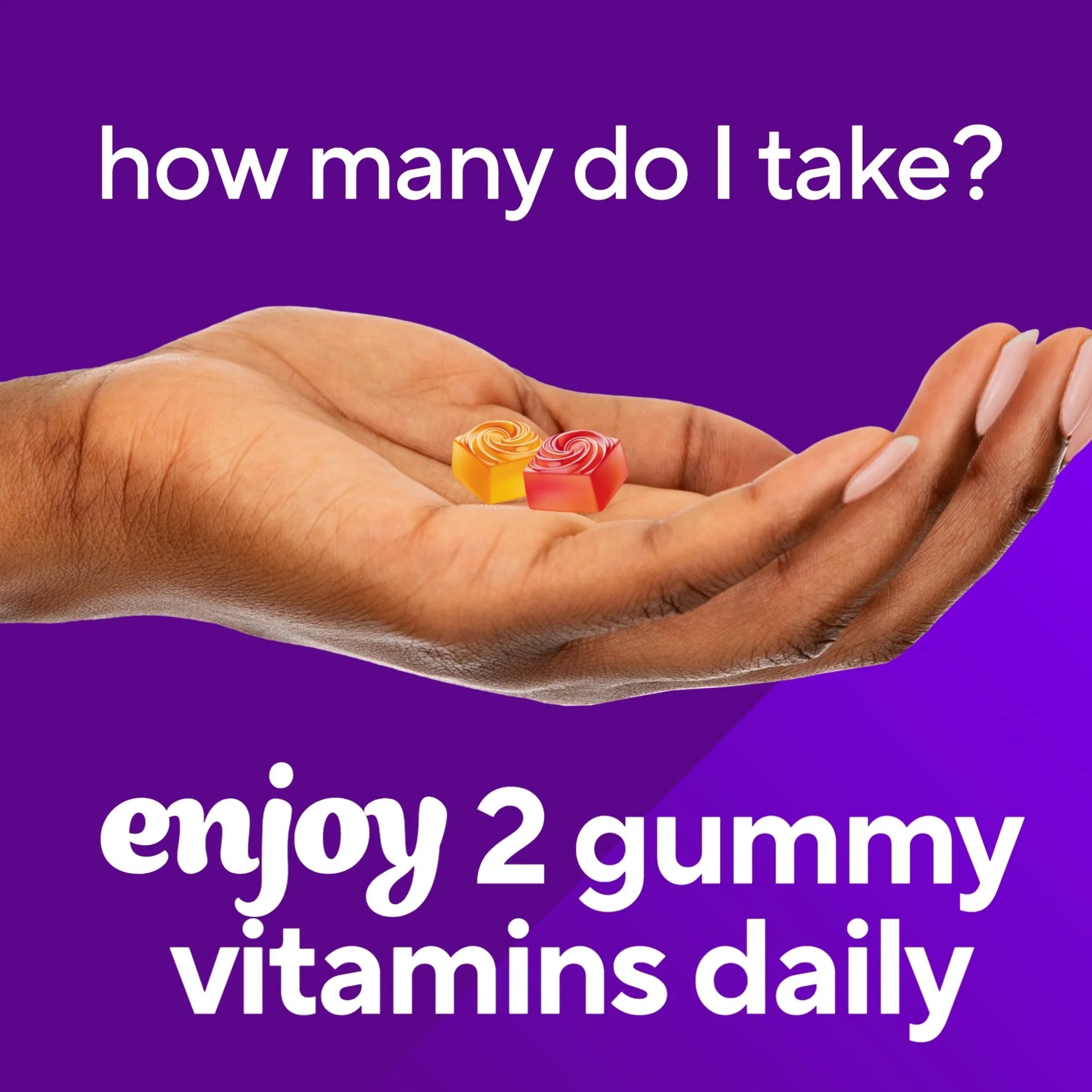 Suplemento de gomitas Vitafusion con fibra sin azúcar y sabor a frutos rojos y melocotón. 