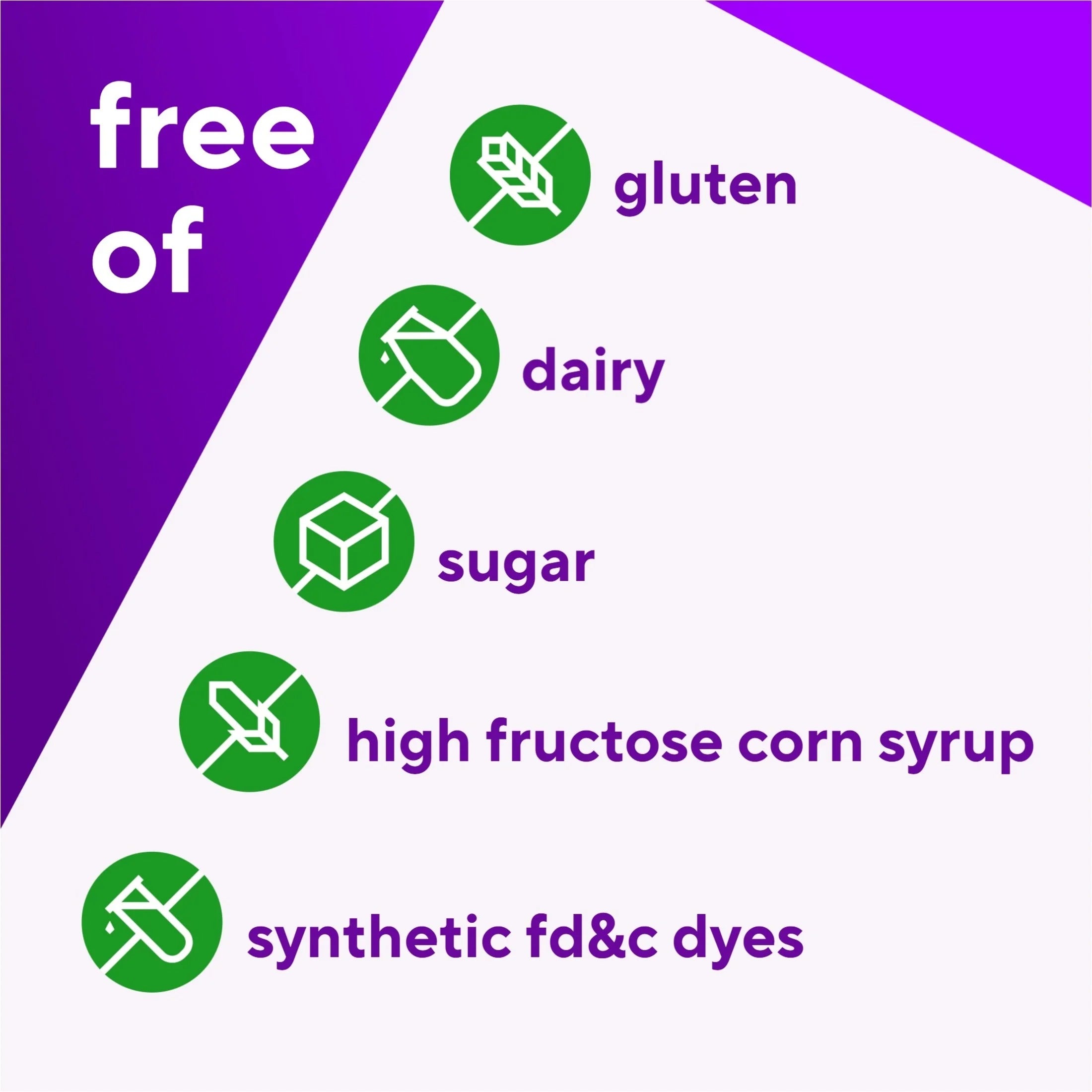 Suplemento de gomitas Vitafusion con fibra sin azúcar y sabor a frutos rojos y melocotón. 