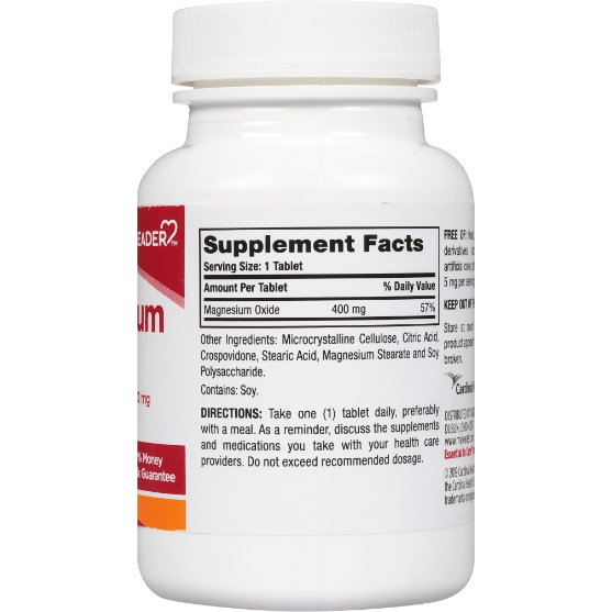 Tabletas de suplemento dietético de óxido de magnesio Leader de 400 mg, 120 unidades