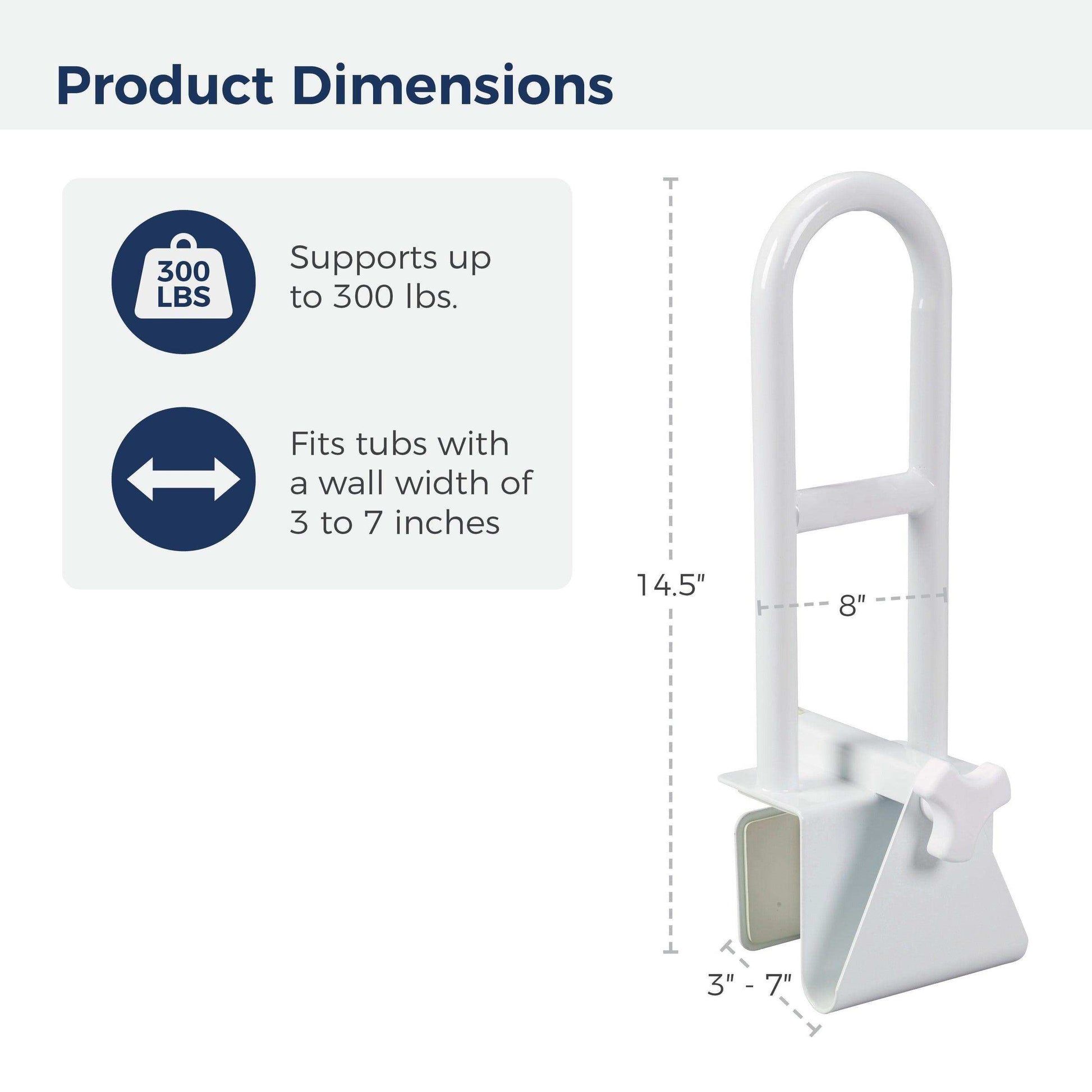Drive Medical Bathtub Shower Grab Bar Safety Rail Parallel - Shop Home Med
