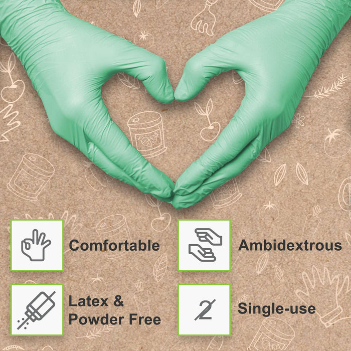 FifthPulse Biodegradable Disposable Nitrile Gloves Green – 150 Count