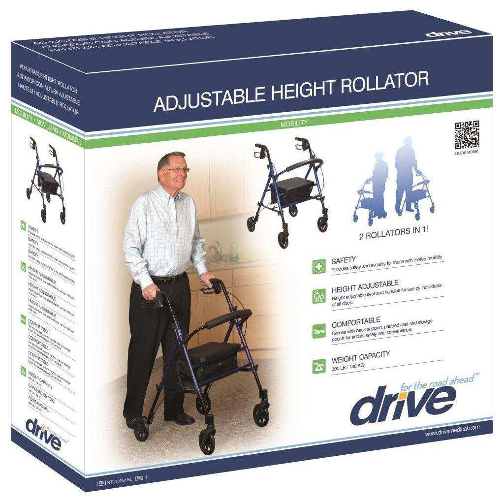 Drive Medical Adjustable Height Rollator Rolling Walker w/ 6" Wheels - Shop Home Med