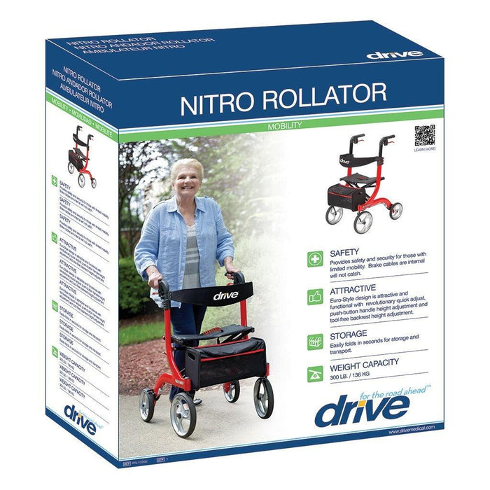 Drive Medical Nitro Euro Style Rollator Walker Heavy Duty - Black - Shop Home Med