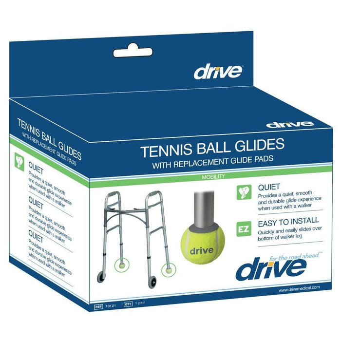 Drive Medical Walker Rear Tennis Ball Glides with Glide Pads - 1 Pair