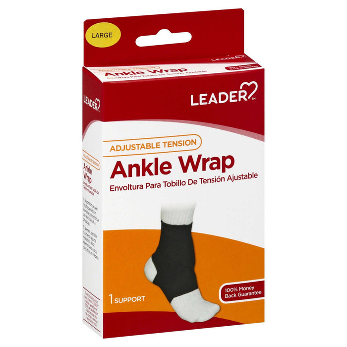 Leader Adjustable Tension Ankle Wrap - Black