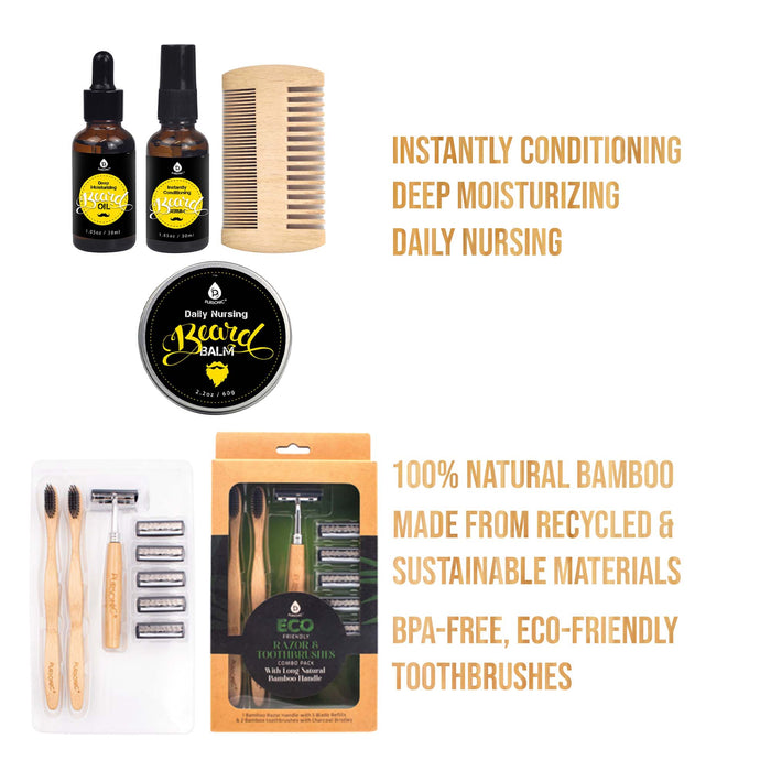 Pursonic Grooming Bundle: Beard Kit Derma Roller Vitamin C Eco Razor