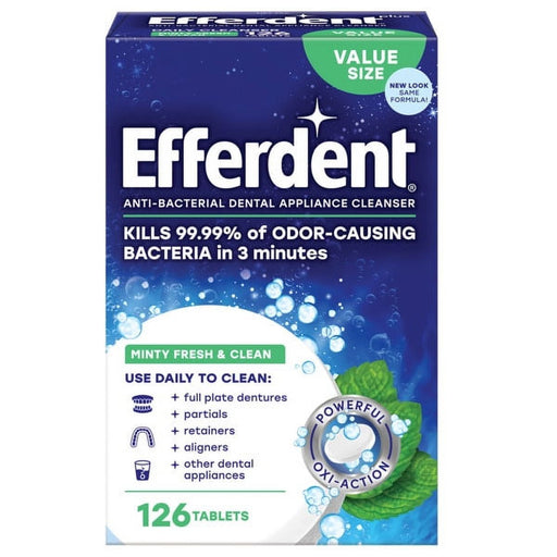 Efferdent Plus Mint Anti-Bacterial Denture Cleanser Tablets - 126 ct.