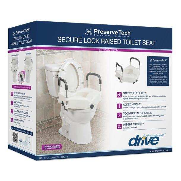 Drive Medical PreserveTech Secure Lock Raised Toilet Seat - 5" Height - Shop Home Med