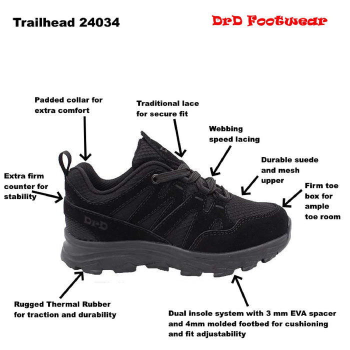 DrD Kids Footwear Trailhead Hiker Ankle-Foot Orthosis and Orthopedic Friendly