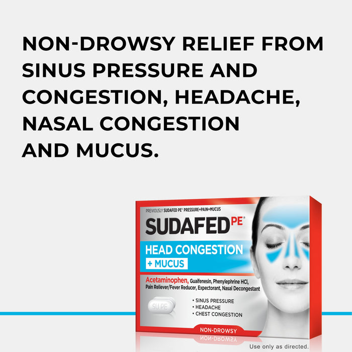 Sudafed PE Head Congestion + Mucus Relief Decongestant - 24 Tablets