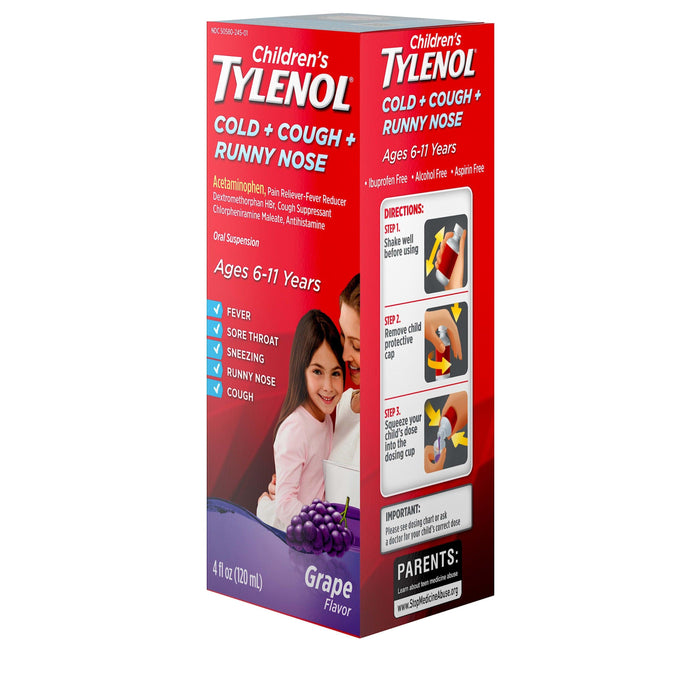 Tylenol Children's Cold+Cough+Runny Nose Suspension Grape - 4 fl. oz - Shop Home Med