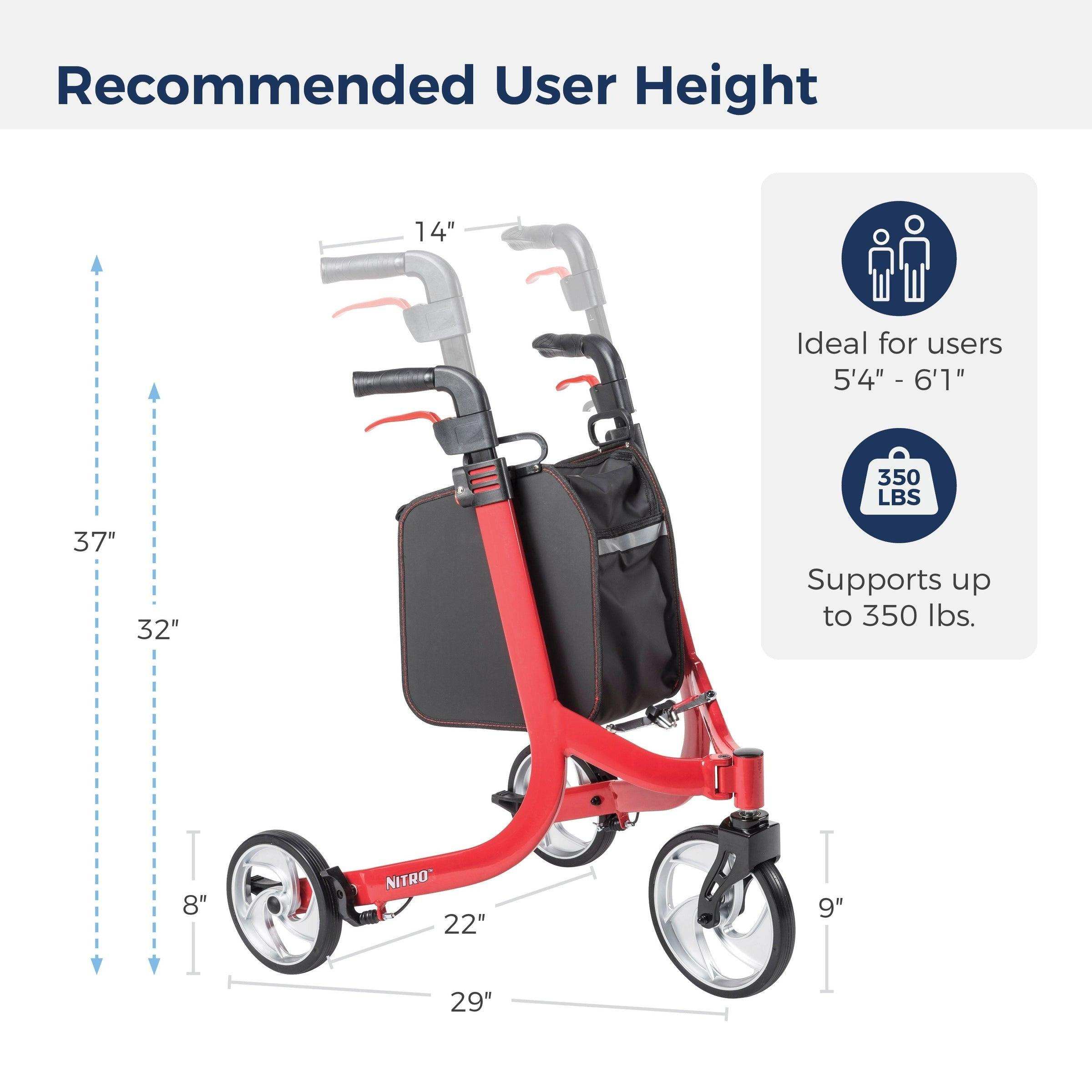 Drive Medical Nitro Euro Style 3-Wheel Rollator Rolling Walker - Shop Home Med