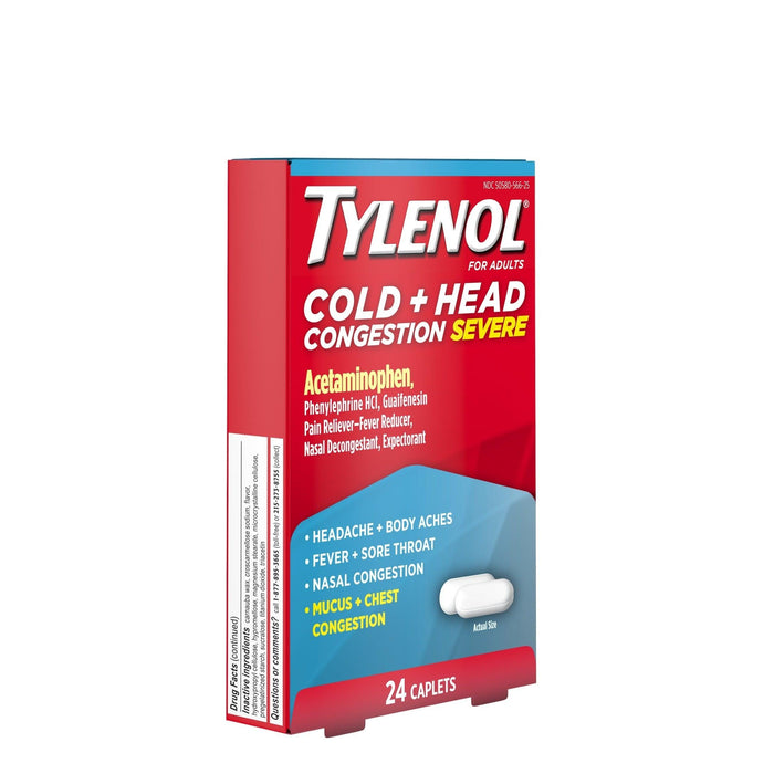 Tylenol Cold + Head Congestion Severe Medicine Caplets - 24 Ct.