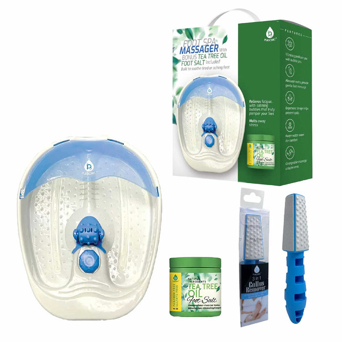 Pursonic Foot Spa Massager with Tea Tree Salt Scrub & Callus Remover