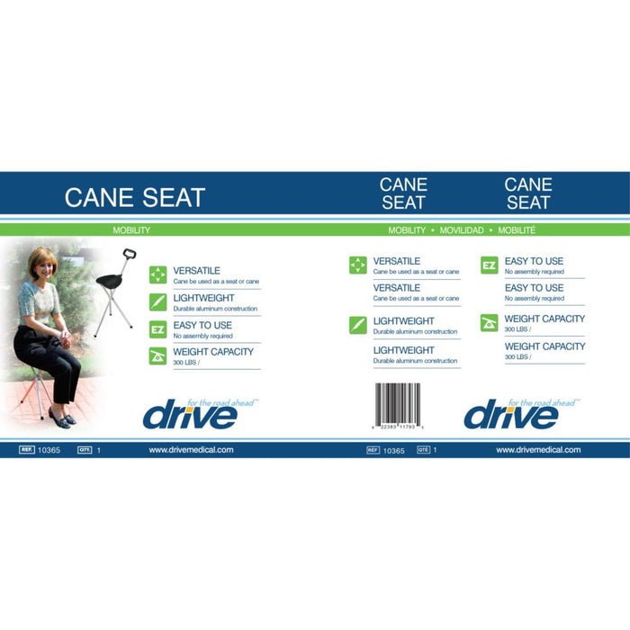 Drive Medical Folding Lightweight Cane Seat - Bronze