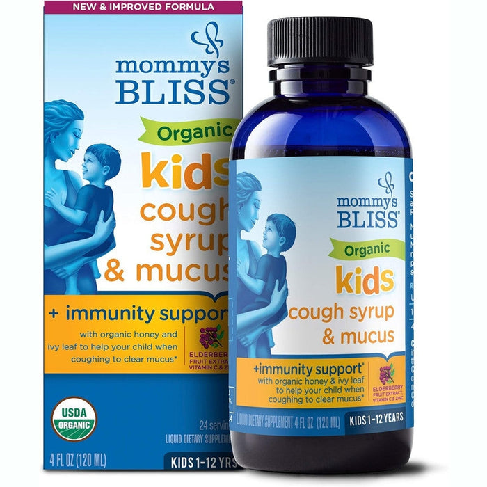 Mommy's Bliss Organic Kids Cough Syrup + Immunity Support 1-12 Years