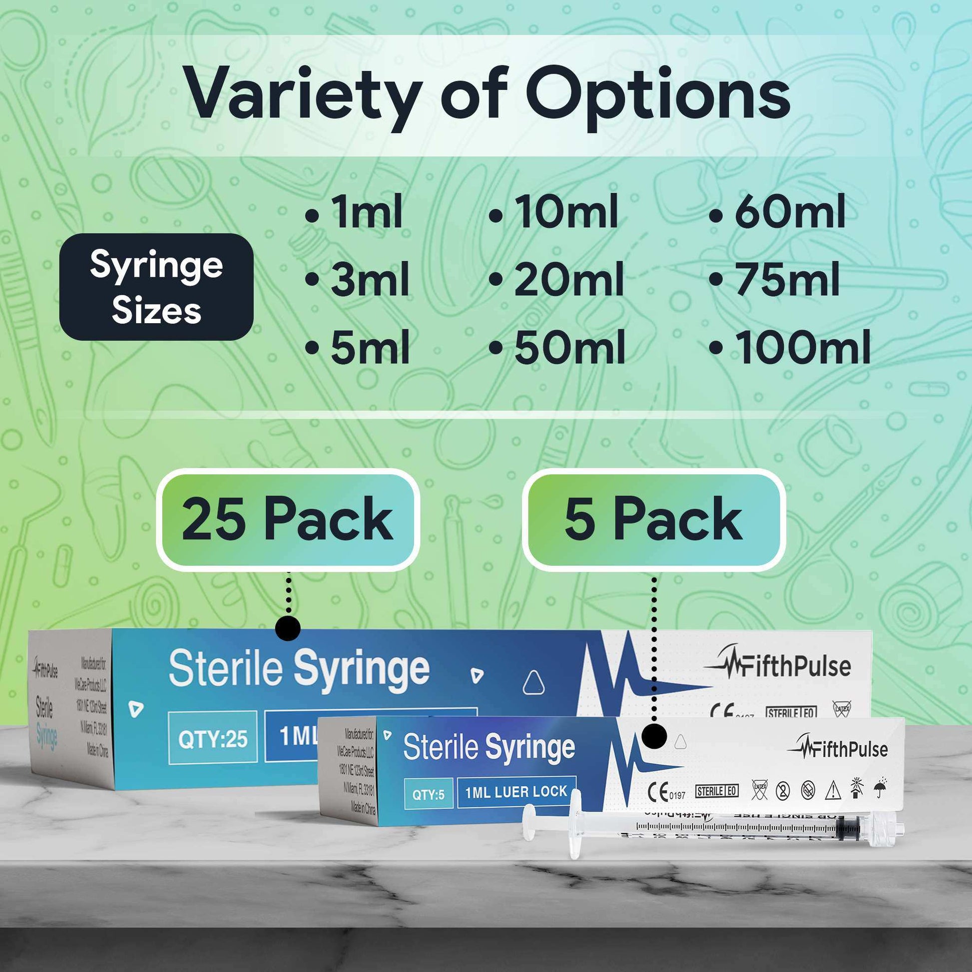 FifthPulse Disposable Luer Lock Syringes Without Needle