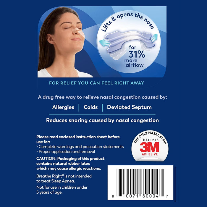 Breathe Right Original Clear Nasal Strips Large