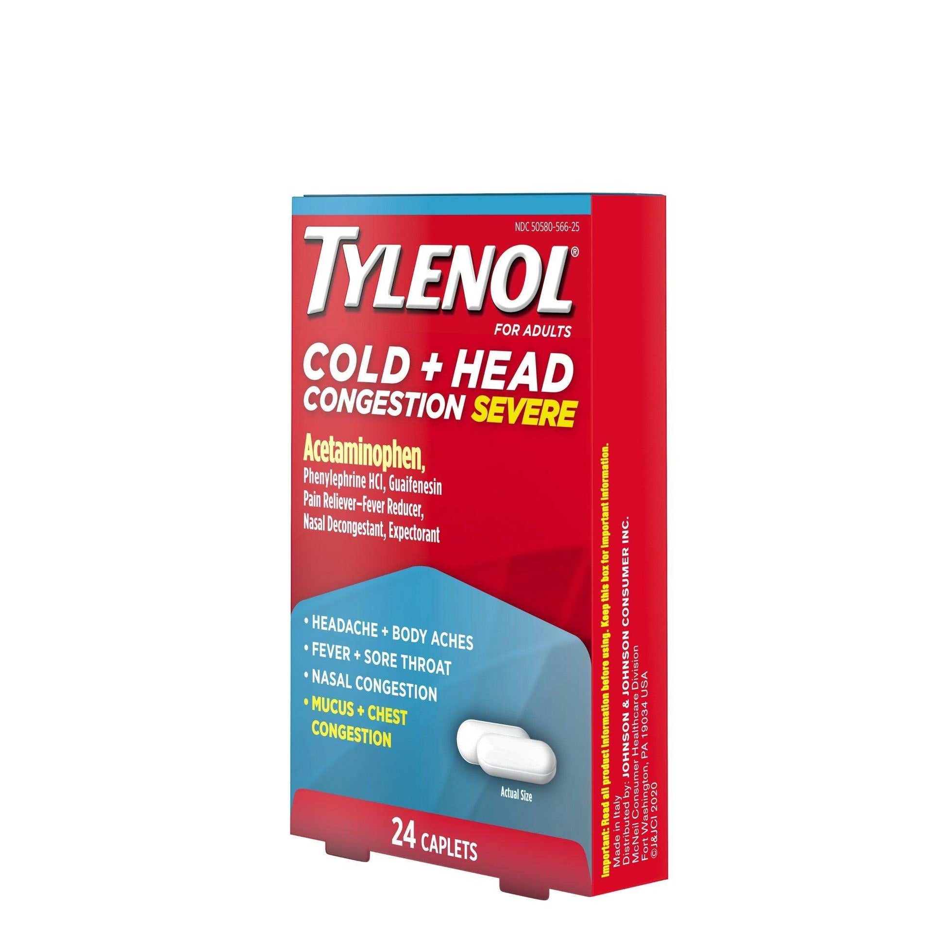 Tylenol Cold + Head Congestion Severe Medicine Caplets - 24 Ct. - Shop Home Med