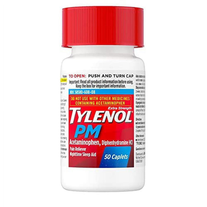 Tylenol PM Extra Strength Pain Reliever & Sleep Aid Caplets - 50 Ct - Shop Home Med