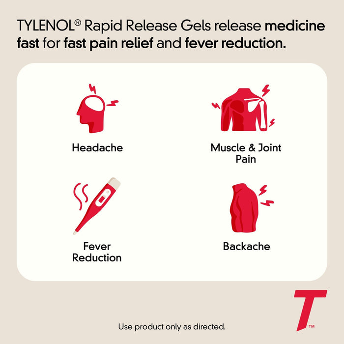 Tylenol Extra Strength Acetaminophen Rapid Release Gels - 24 Count - Shop Home Med