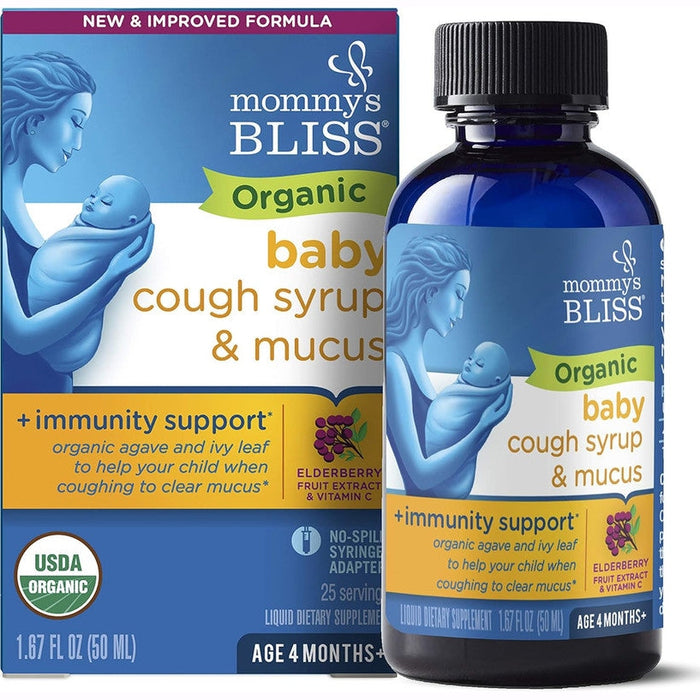 Mommy's Bliss Organic Baby Cough Syrup & Mucus + Immunity Support 4 Months+