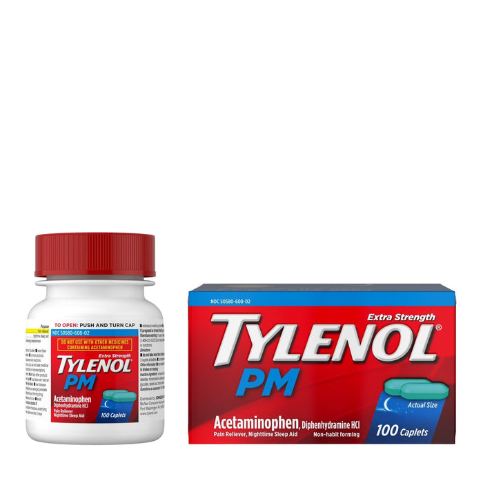 Tylenol PM Extra Strength Pain Reliever & Sleep Aid Caplets - 100 Ct