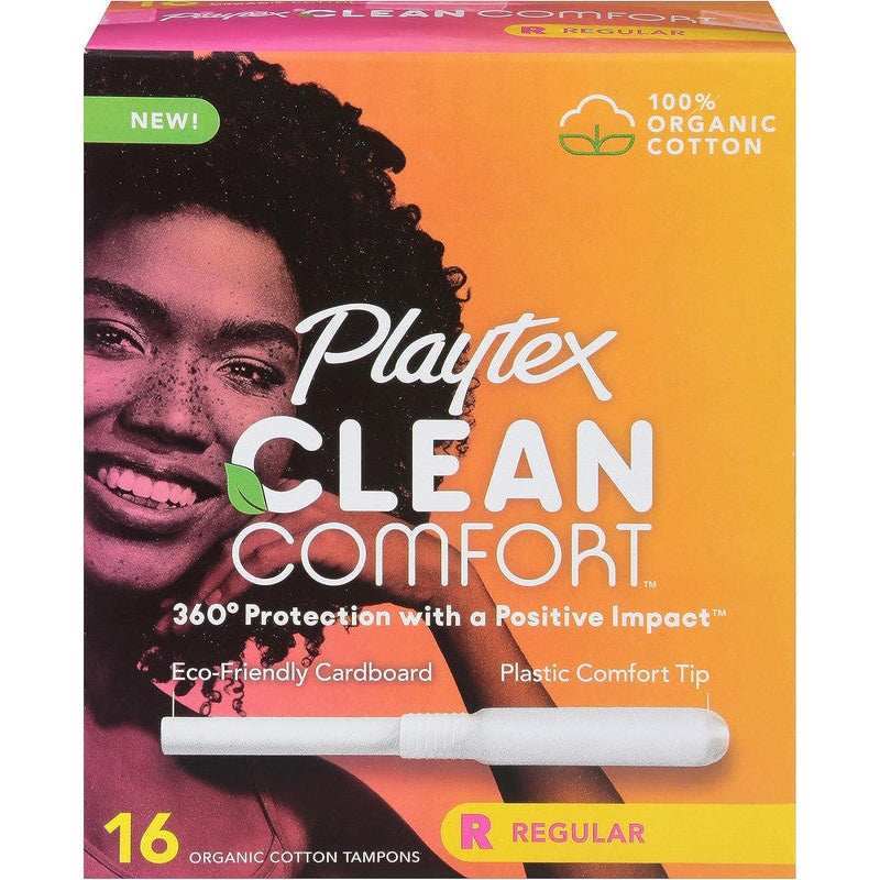 Playtex Clean Comfort Organic Cotton Tampons Super Regular Absorbency