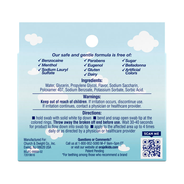 Orajel Baby Non-Medicated Cooling Swabs for Teething - 12Ct