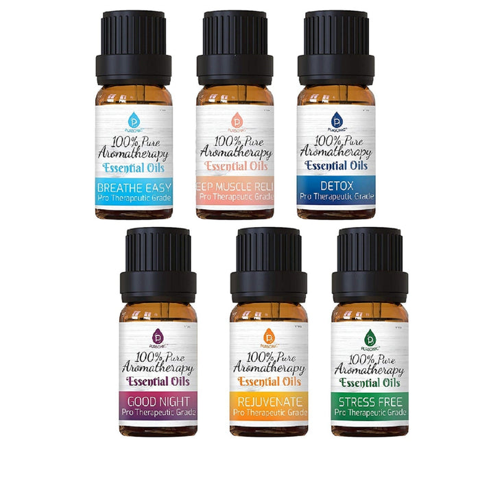 Pursonic 100% Pure Essential Oil Blends & Aromatherapy Oils Set - 6 Varieties