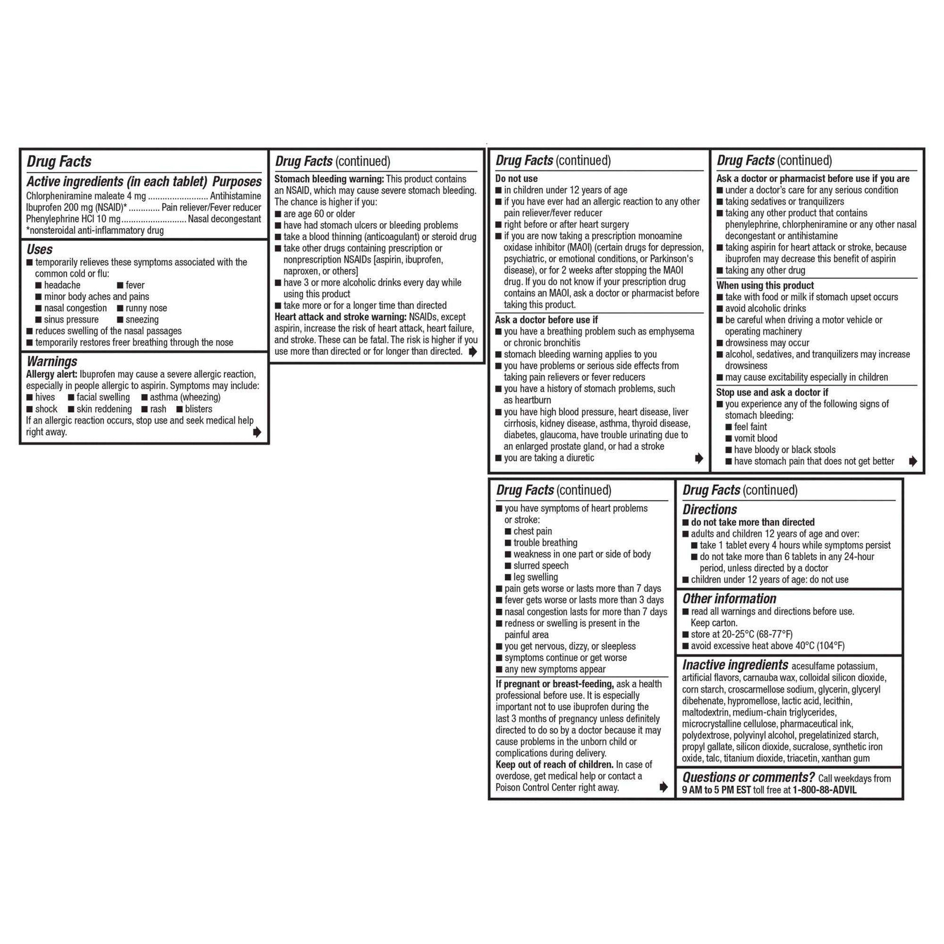 Advil Multi-Symptom Cold and Flu Pain Reliever Tablets - 10 Count - Shop Home Med