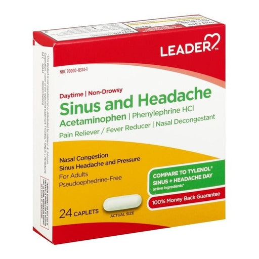 Leader Sinus & Headache Caplets - 24 Ct