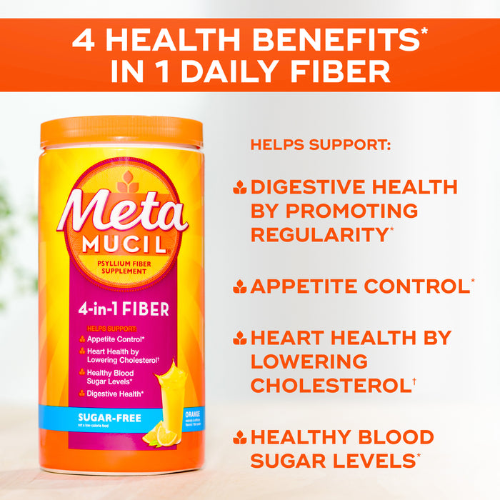 Metamucil Psyllium Fiber Supplement Powder Sugar Free Orange